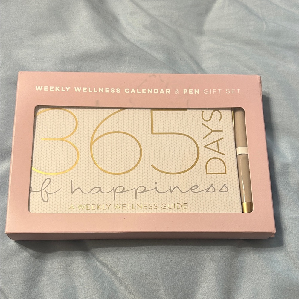 Weekly Wellness Calendar & Pen Gift Set - Pink and Gold NIB